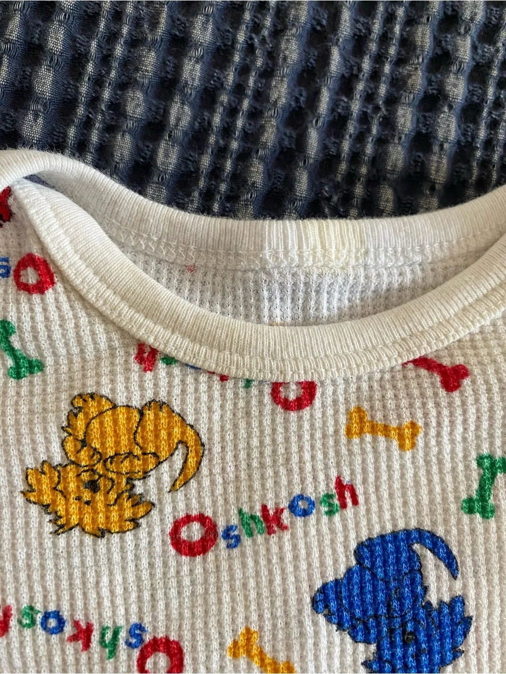 Vintage Baby/Kids Oshkosh Dog Print Thermal Pajama Set - 3 month